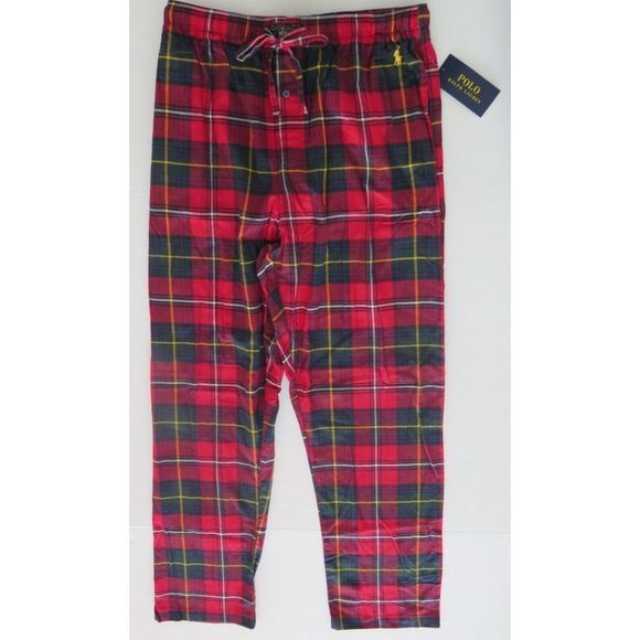 Polo Ralph Lauren P005HR AV6G Men's Sz M Red Bromley Plaid Flannel Pajama Pants - Picture 1 of 7